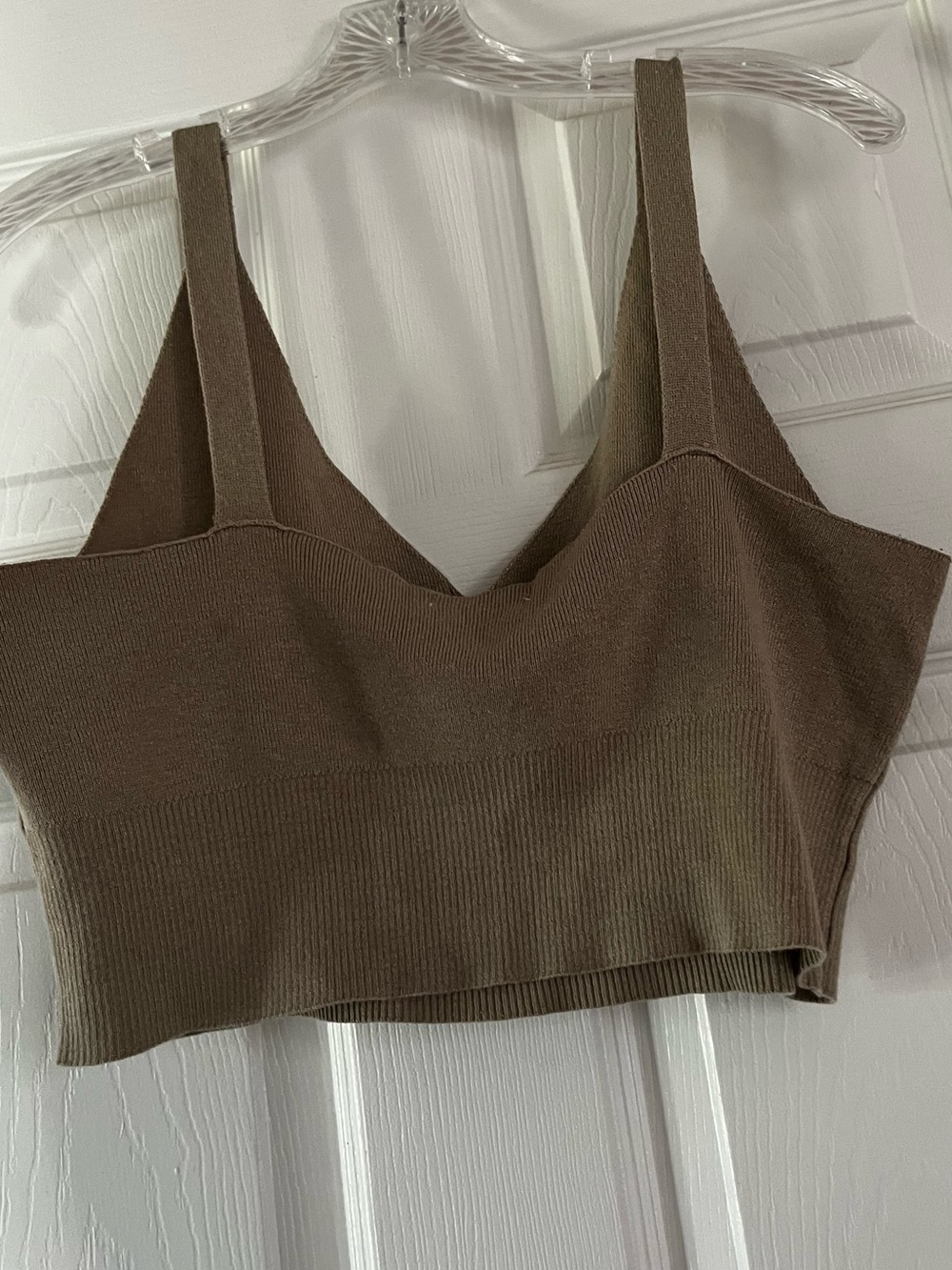 Taupe Ribbed Button-Front Cropped Tank - Picture 2 of 6